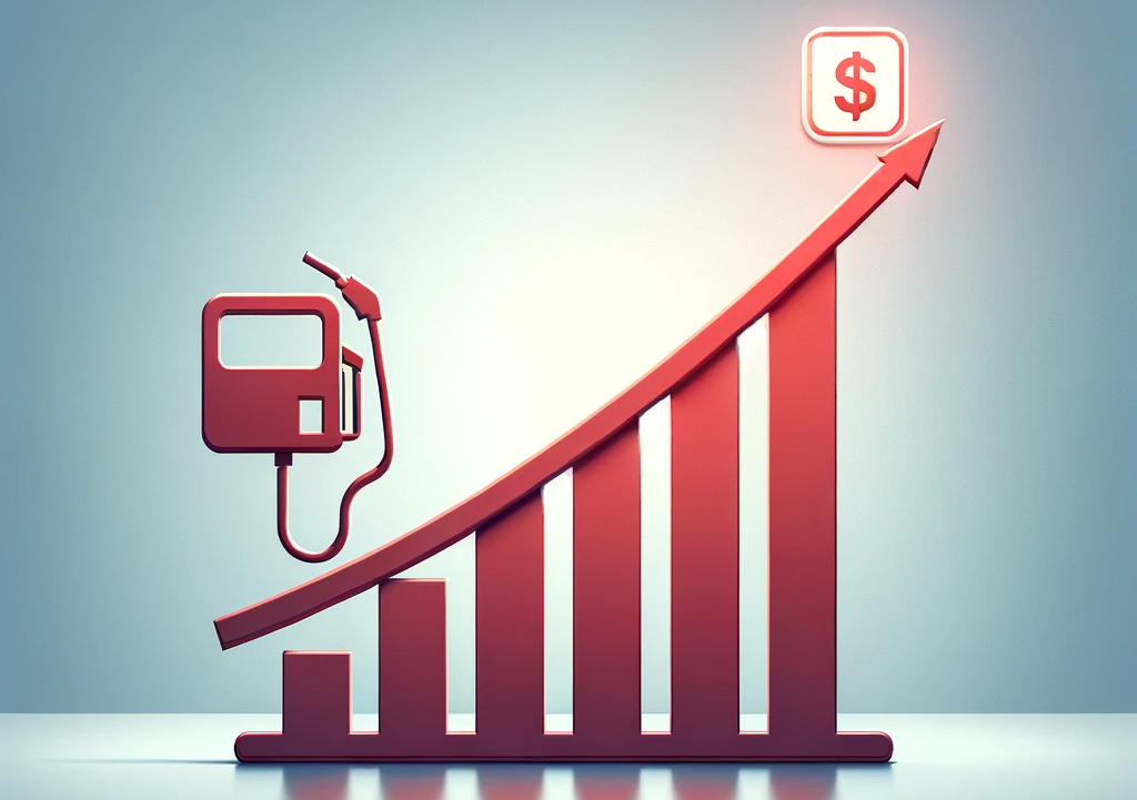 DALL·E 2023-11-28 17-44-26 - Create a minimalist image depicting rising fuel costs- The image should feature a simple graph with an upward trending line, symbolizing increasing co