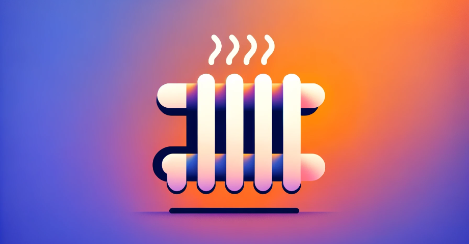 DALL·E 2024-06-03 16.04.55 - A simple, abstract representation of a radiator symbolizing central heating. Use an orange, purple, or light blue gradient as the background. Incorpor